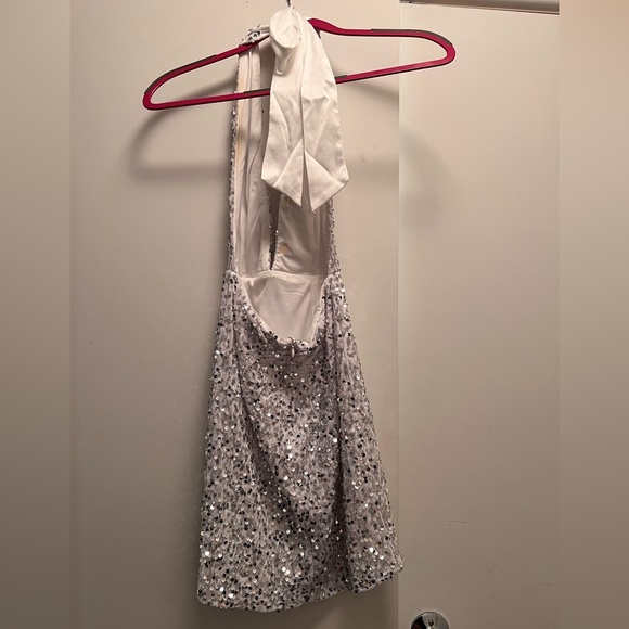 Sequin white and silver mini dress perfect for bachelorette or night out - Picture 2 of 3